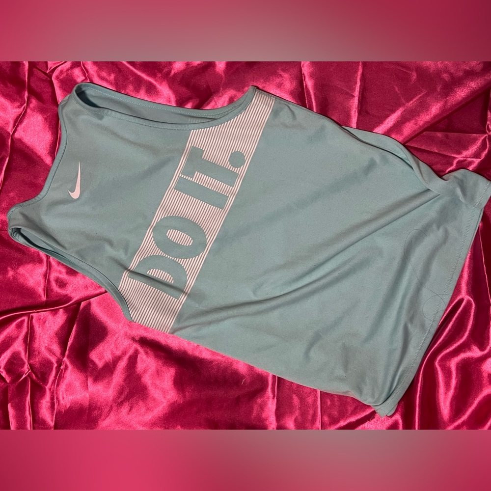 Just do it blue NIKE tank top. good for working out. DRI-FIT size small.